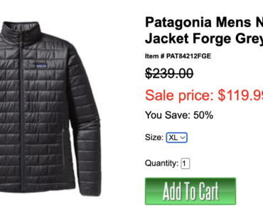 $119.99 Patagonia Mens Nano Puff Jacket